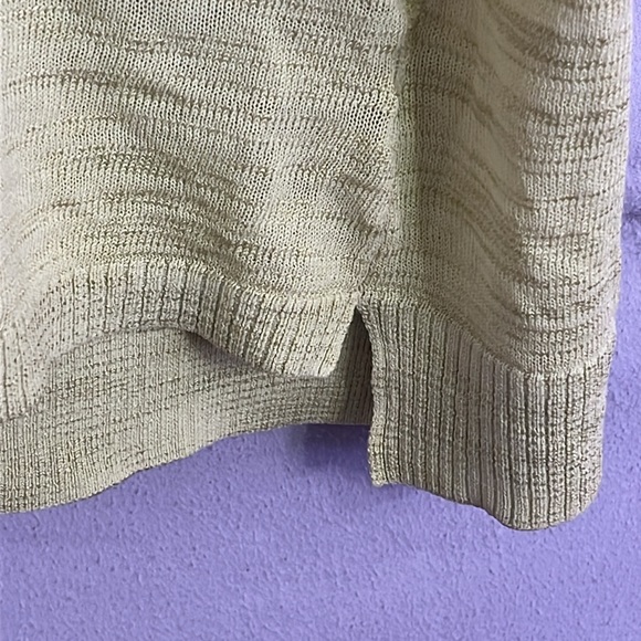 CJ Banks Chartreuse Green Open Knit Yoke and Sleeve, Tunic Sweater in 3X - Picture 11 of 14